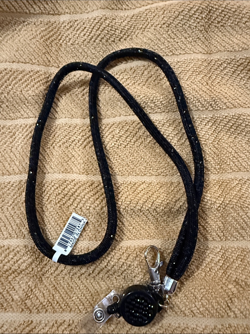 Black Sparkle Lanyard Mesh Retractable Badge Holder